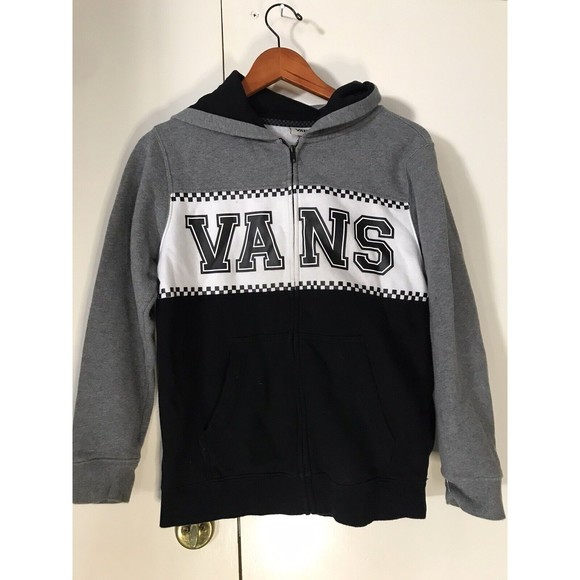 Vans Other - Vans Hooded Sweatshirt Men's Medium Black Full Zip Hoodie Long Sleeve Logo Patch